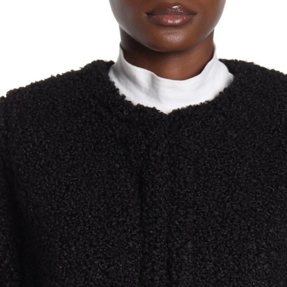 Max Studio Black Faux Shearling Structured Coat - Picture 6 of 9